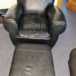 Sillon De Piel Y Ottoman  