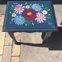 Hand Painted Rustic One Of A Kind Artisan Up-cycled End Table