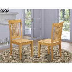 East West Furniture VAC-OAK-W Vancouver Kitchen Dining Chairs - Slat Back Wooden Seat Chairs, Set of 2, Oak