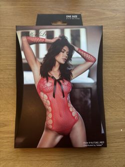 Red Lace Bodysuit w/ Gloves Lingerie