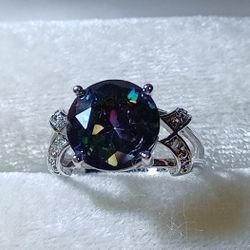 Mystic Topaz Crystal Ring Women's Size 8.5 To 9