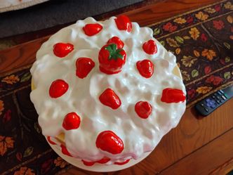 Ceramic Strawberry Shortcake Decorative Cake