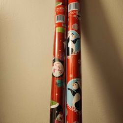 Penguin Christmas Wrapping Paper. 2 Rolls. NEW