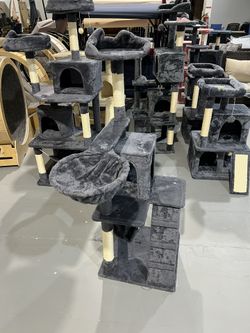 M-New 54in Cat Tree Cat Tower as Activity Center, Indoor Cats and Kittens Playing House with Funny Hammock Basket Scratching Post