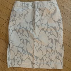 Floral Patterned Gray and White Skirt by J Crew