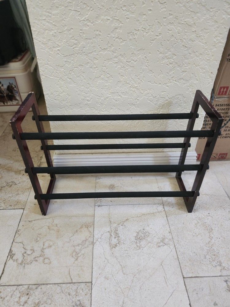 Bedroom or closet adjustable wooden frame shoe rack or organizer rack