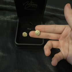 Solid 10k 12mm Gold Nugget Earrings