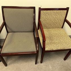 (2) Office Side Chairs 1 Mahogany & 1 Cherry  24x21x34T SH 17”