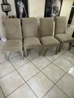 4 Upholstered High-Back Dining Chairs- Good Condition
