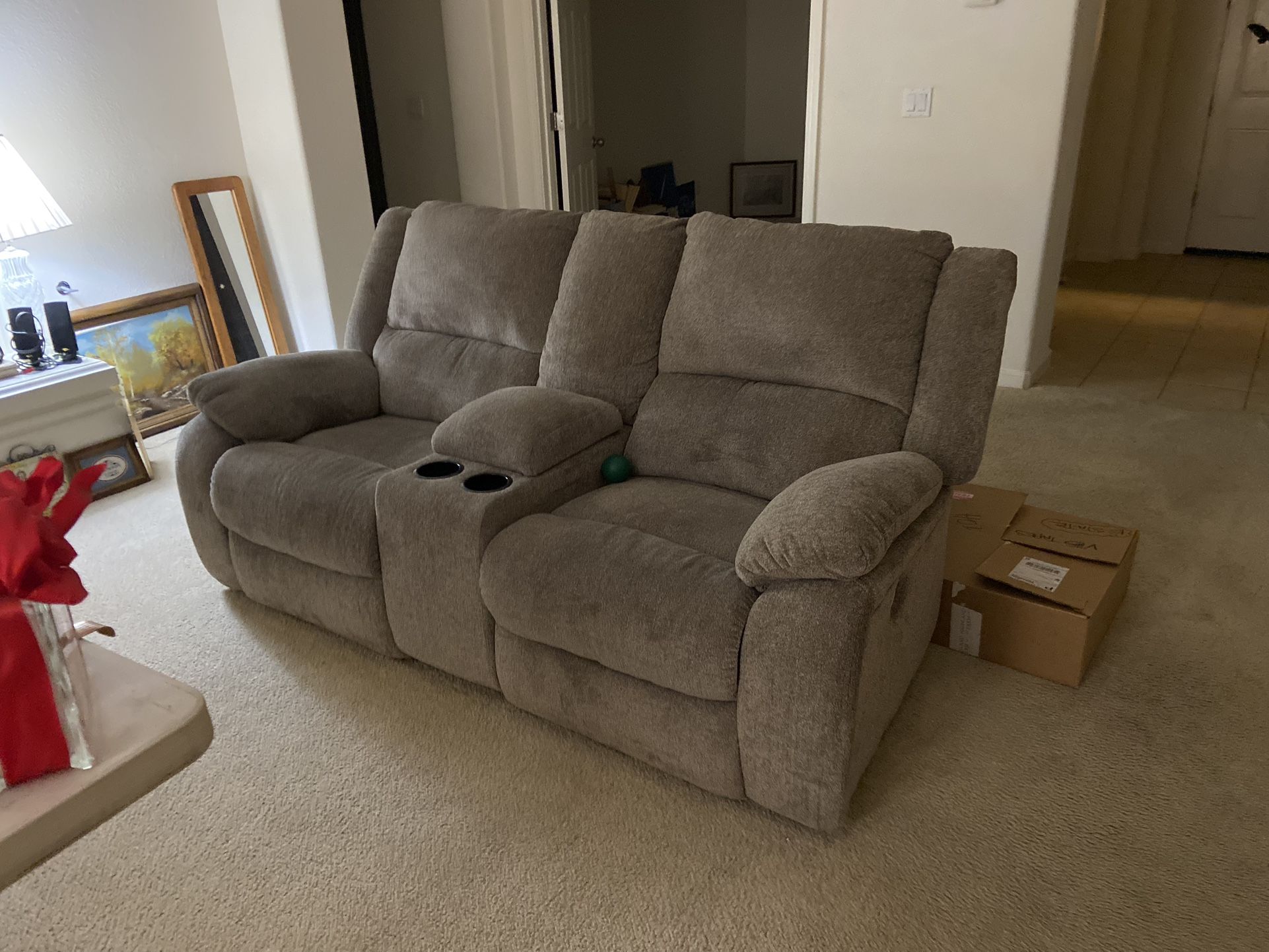Grey Double Reclining Sofa