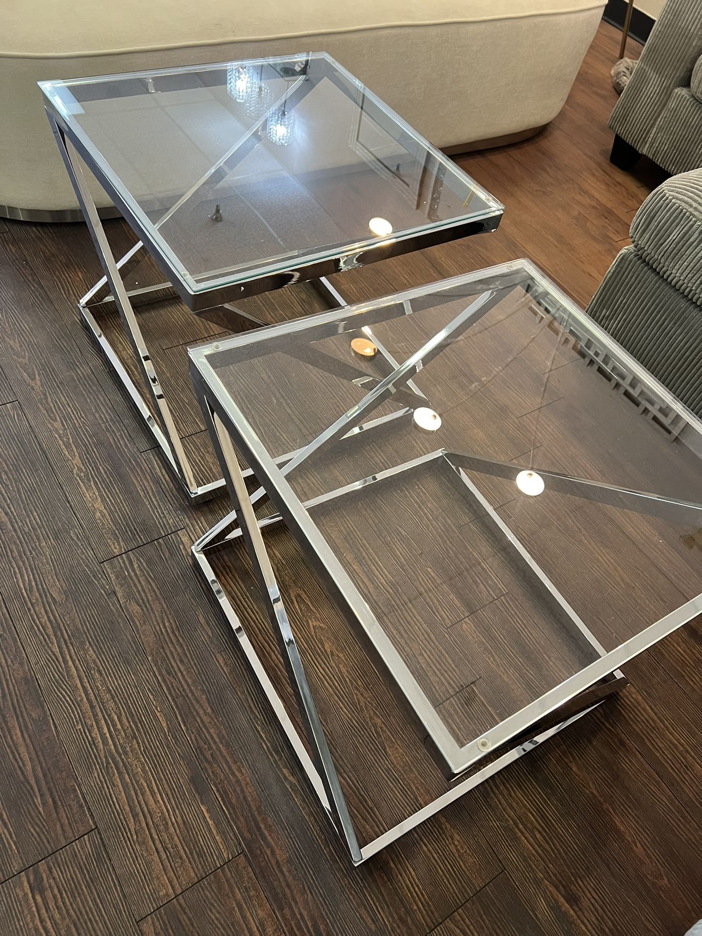 2 Top Glass End Table