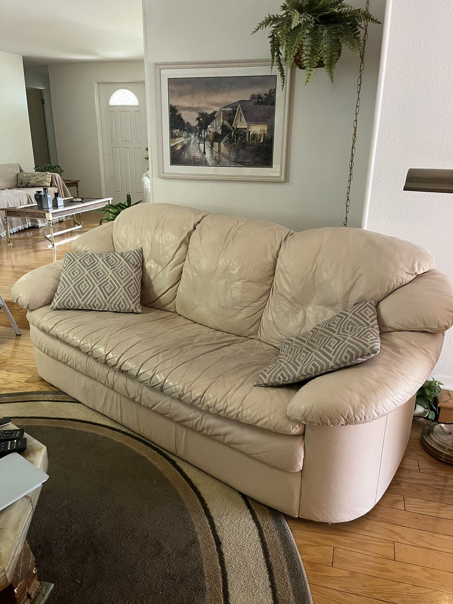 Leather Sofa Set- Sofa, Loveseat, Chair And Ottoman