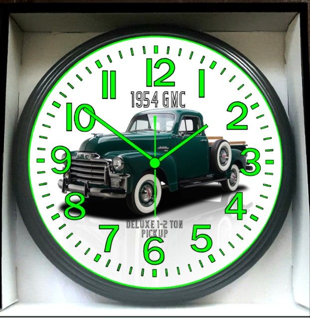 1954 GMC Deluxe Pick Up Truck Glow In The Dark Wall Clock New!