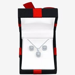 Yes, Please! Mined White Diamond Sterling Silver Cushion 2-pc. Jewelry Set