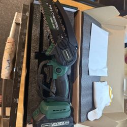 Battery operated 6” chainsaw with (1) batt and charger new in box $40 firm in n Lakeland 