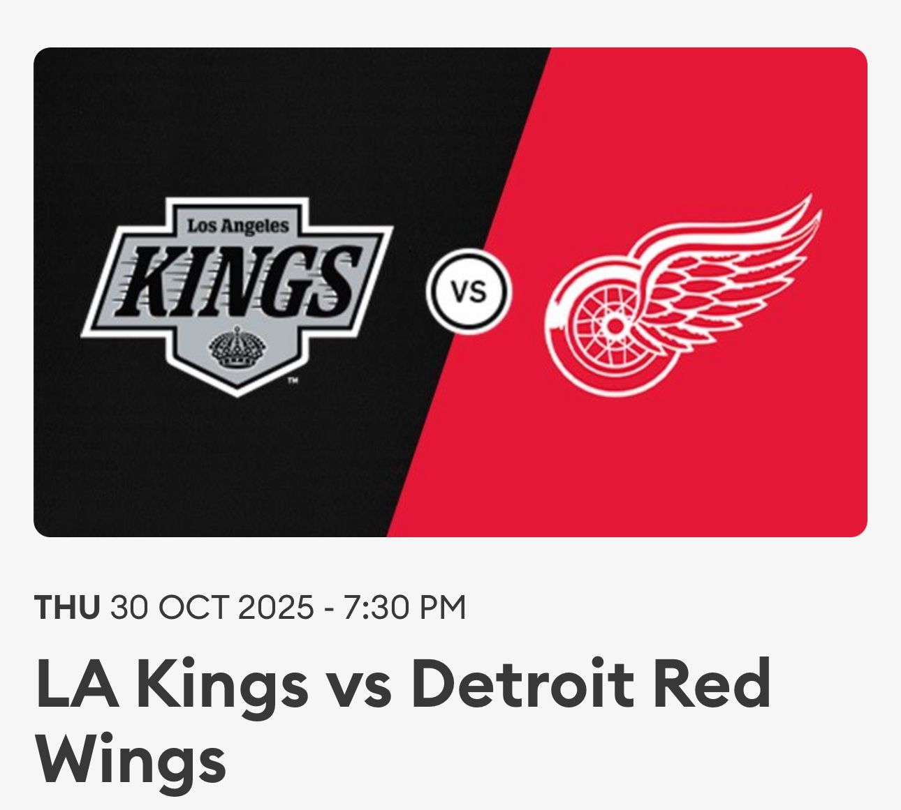 LA Kings Vs Detroit Red Wings