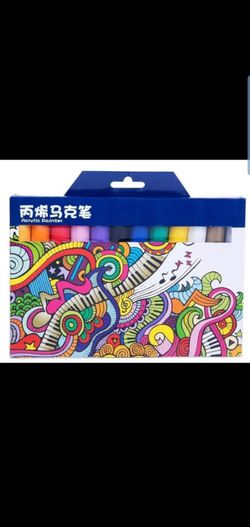 MEEDEN Acrylic Paint Markers 12 Colors Medium Tip Acrylic Pens