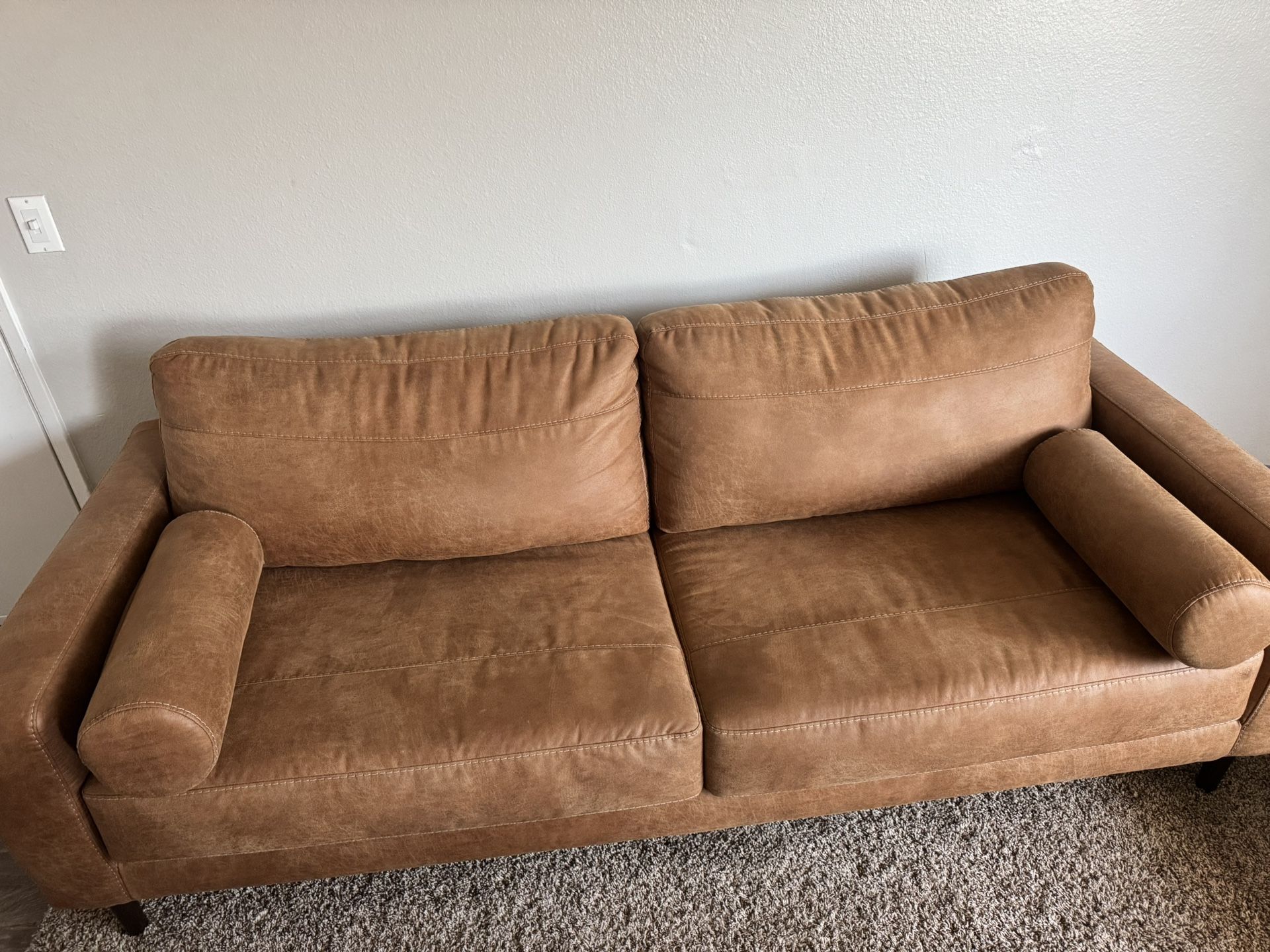 ✨ Modern Faux Leather Sofa — Great Condition!