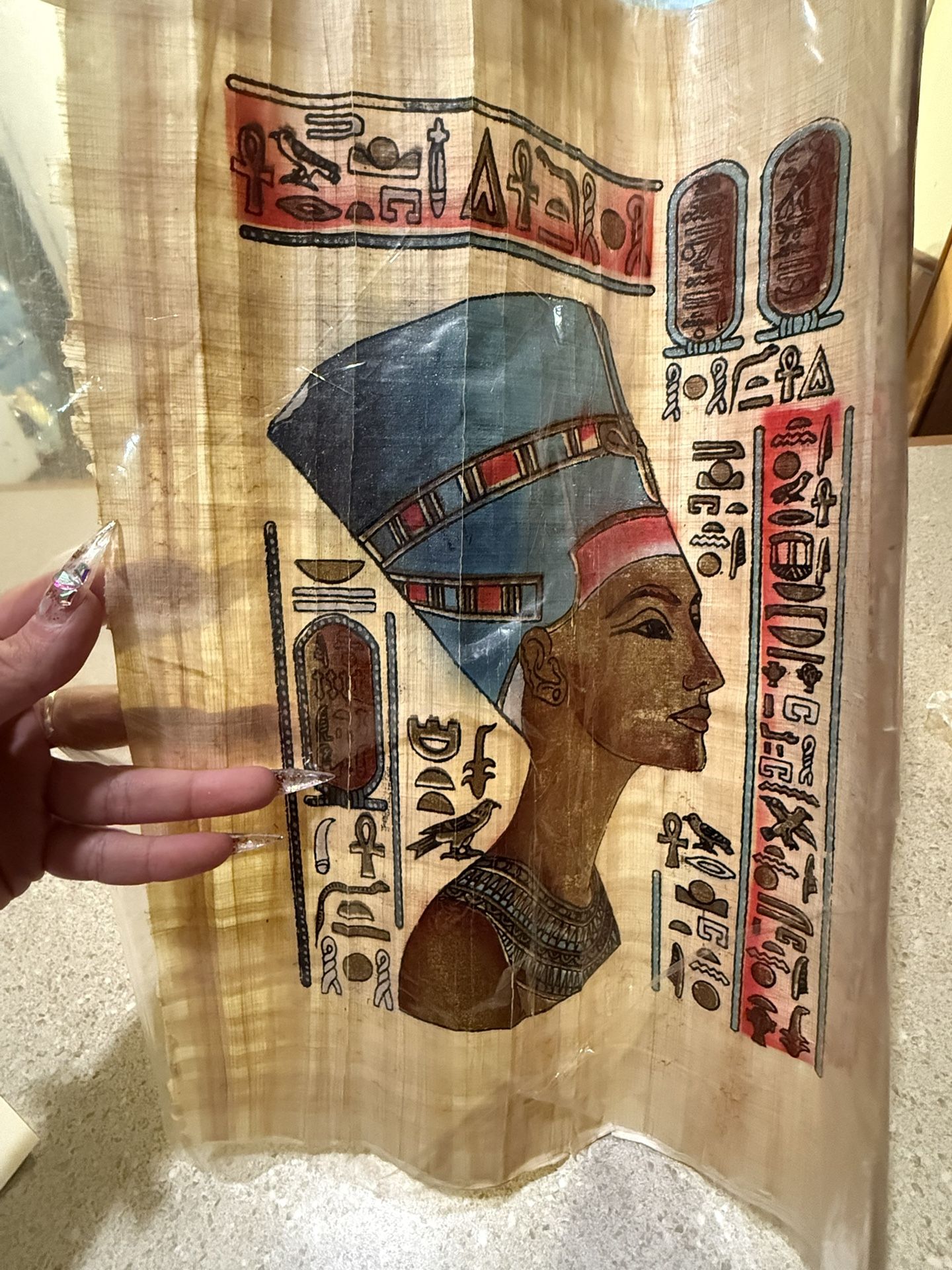 Authentic Egyptian Papyrus Paper With Original Certificate Attached In Back
