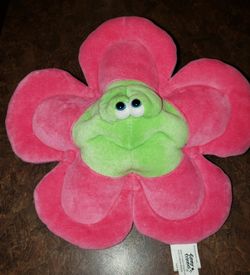 FUNNY FRIENDS Jennifer Mazur FLOWERS Soft Sculpture Plush Toy pink green/ yellow flower