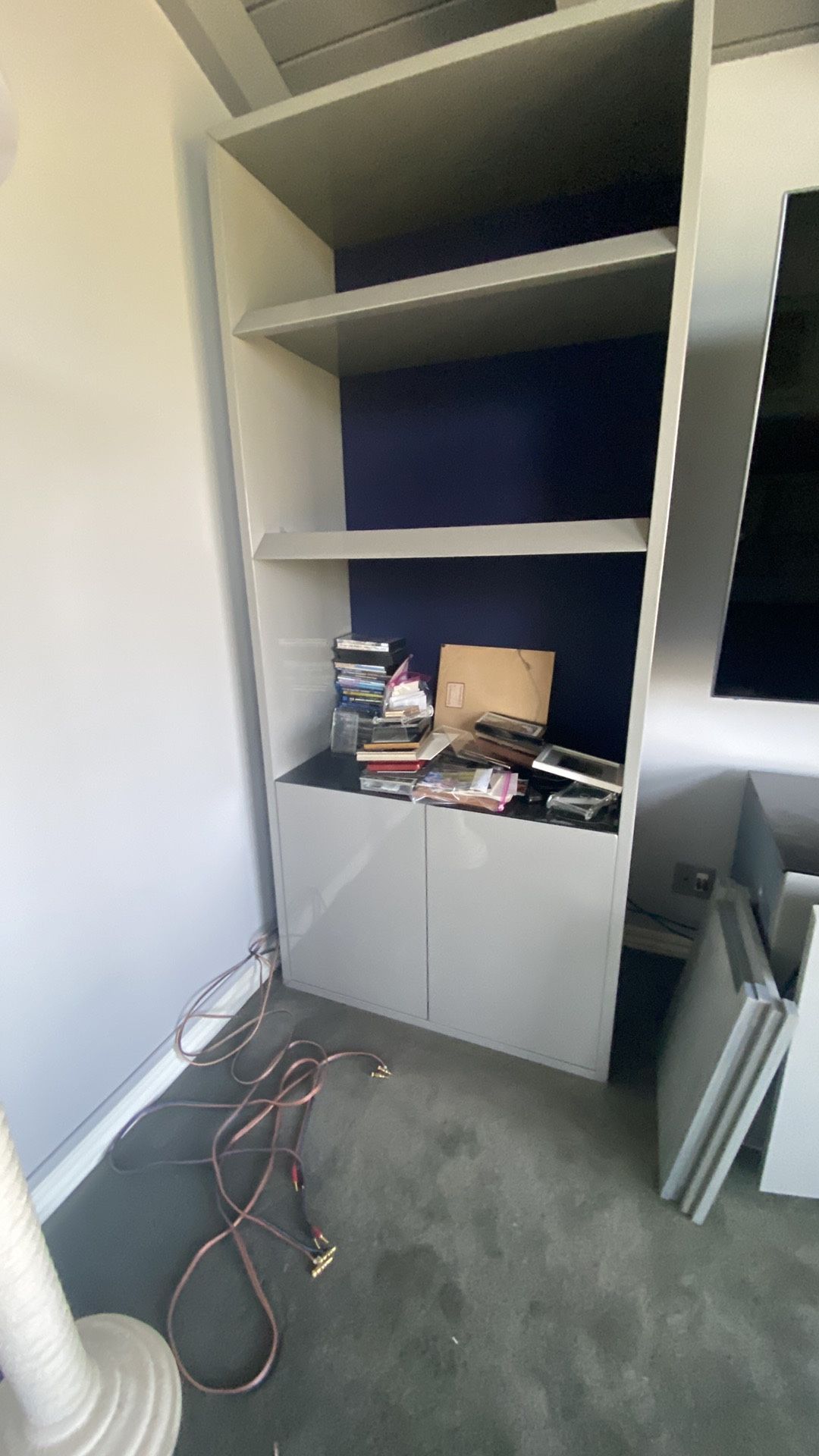 Grey Lacquer Cabinet- With Granite Shelf