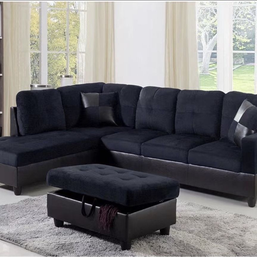 Lifestyle Furniture 2 Piece Sectional Sofa Couch Set, L-Shaped Modern Sofa , Faux Leather, Left Facing（without ottoman)12A