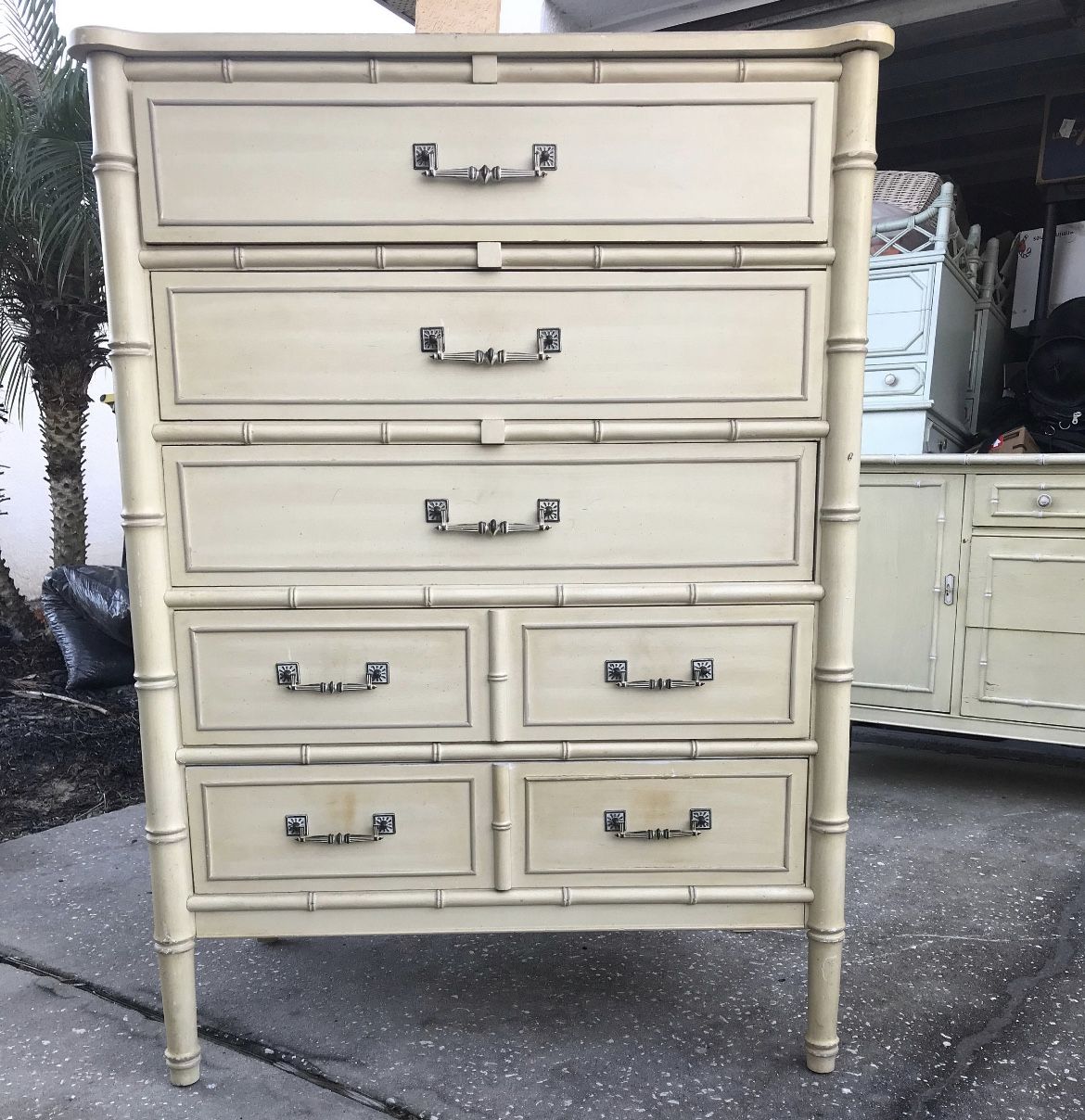 1960s Vintage Henry Link Bali Hai Faux Bamboo Dresser 