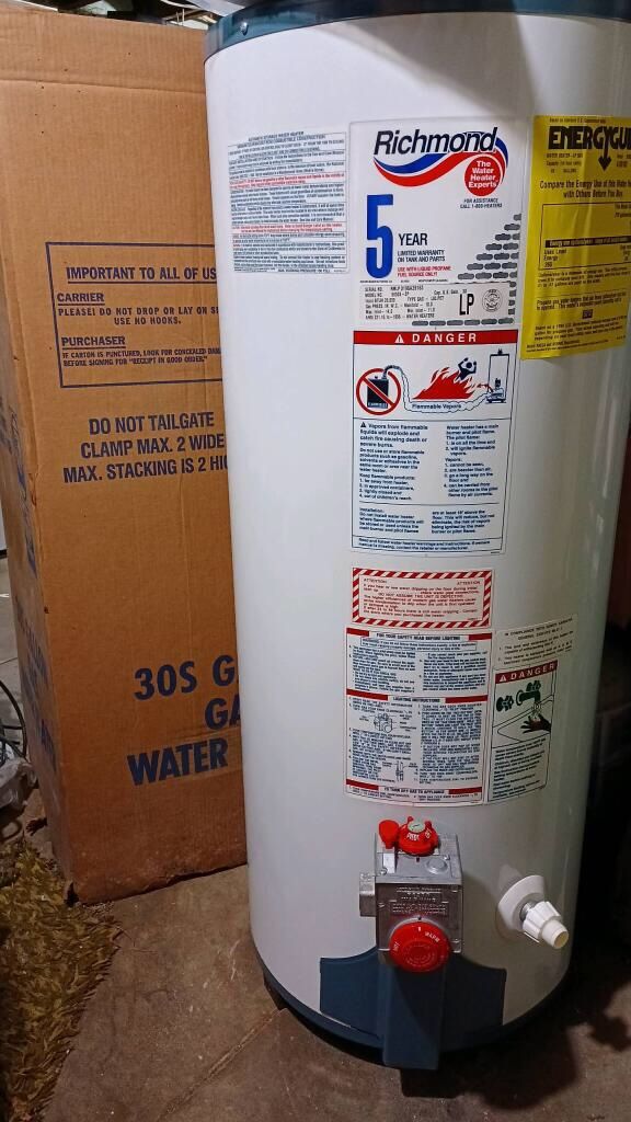 New 30 Gallon LP Water Heatp