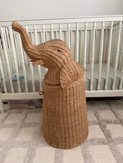 Vintage Wicker Elephant Storage Basket
