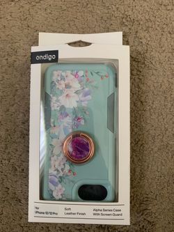 Floral Design for Girls Women Military Grade Drop Protection TPU Bumper Shockproof Silicone Phone Cover (Mint Green/Magnolia) Phone Ring Grip Holder, 