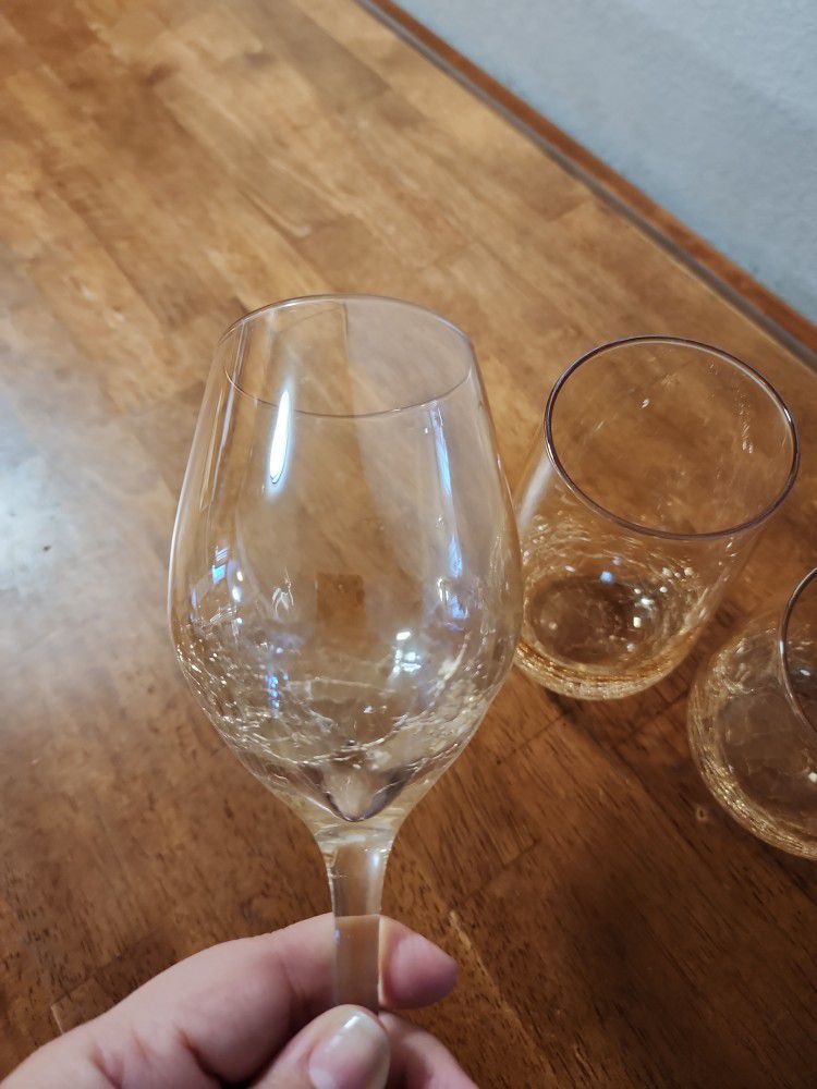 Pier 1 Crackle Wine Glass Amber Golden Luster for Sale in Tucson, AZ -  OfferUp