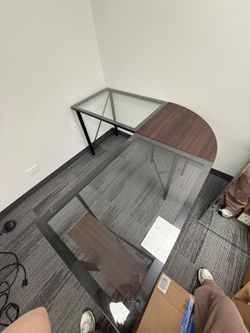Glass / wood office table