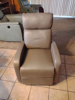 Modern Faux Leather Push-Back Recliner Chair - Taupe / Gray