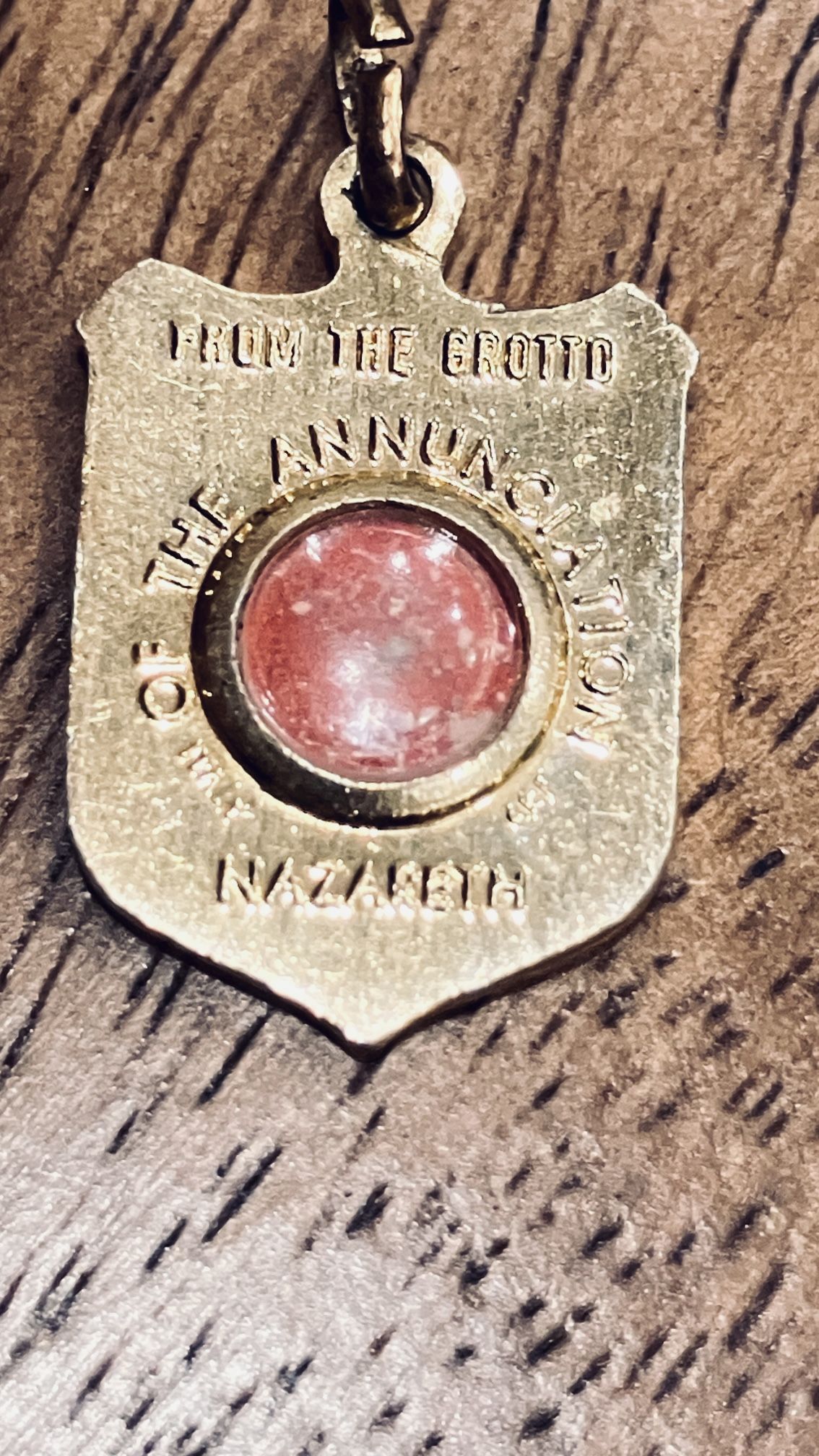 RARE RELIC MEDAL HOLY LAND FRANCISCAN W STONES FROM GROTTO OF THE ANNUNCIATION