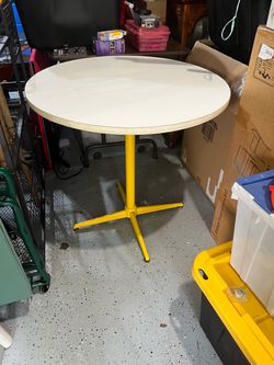Round Bistro Table with Yellow Metal Base
