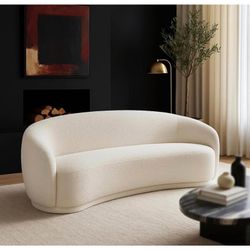 Meridian Furniture Hyde Cream Boucle Curved Sofa – Modern Cloud Style - Delivery Available