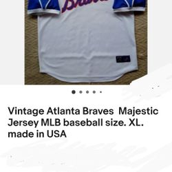 Braves Cooperstown Majestic Jersey Vintage New 