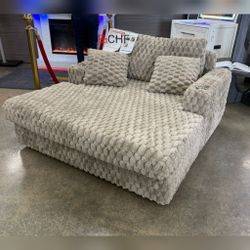 Light Brown / Green / Taupe  2 Arm Chaise Sofa  - August Sale !