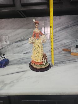 Lady And Her Dog Porcelain