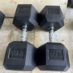 New pair of 55lb rubber dumbbells. NEW IN BOX 📦 $110