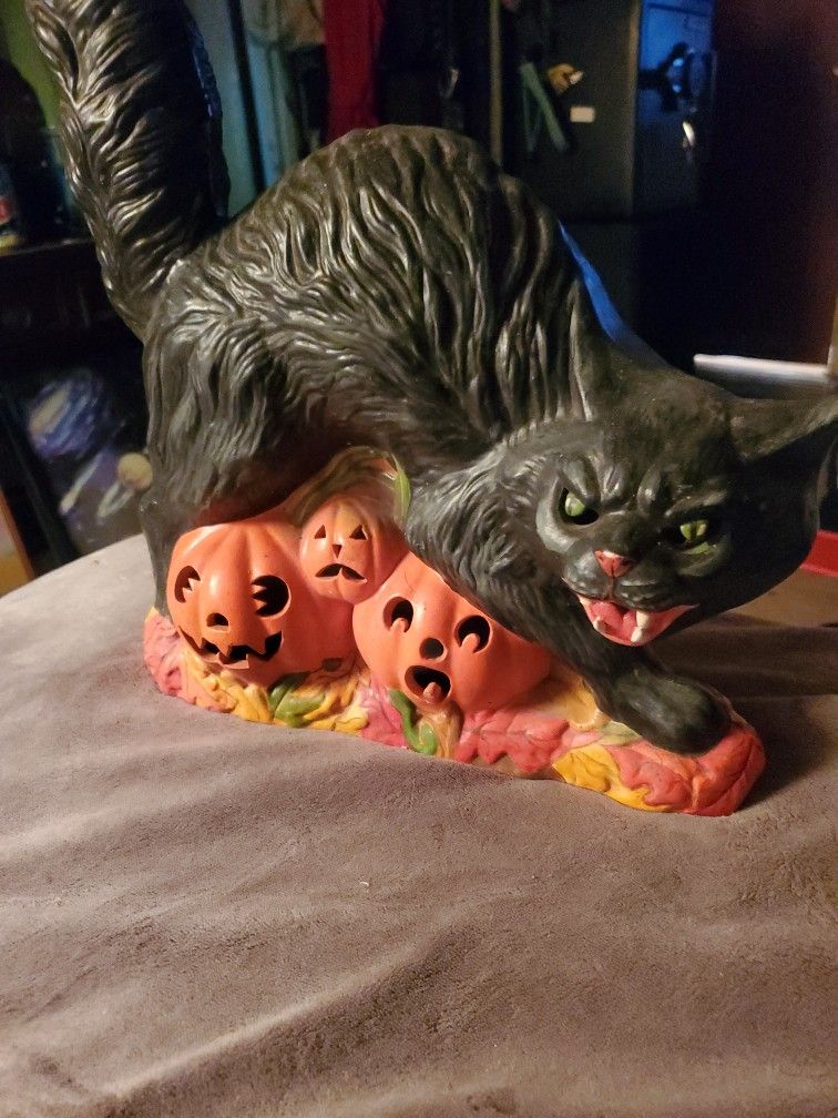 Vintage Black Cat! Green Eyes Halloween 🎃 👀