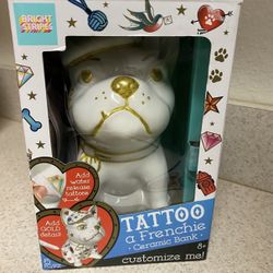 BRIGHT STRIPES Tattoo a Frenchie Ceramic Dog Bank - Decorate and Paint