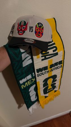 Mexico vs South Africa match day scarf and New Era luchador hat 2026 opening World Cup match