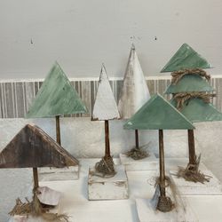 Fabulous Handcrafted  Wooden Trees.   Various Colors Shapes And Sizes 