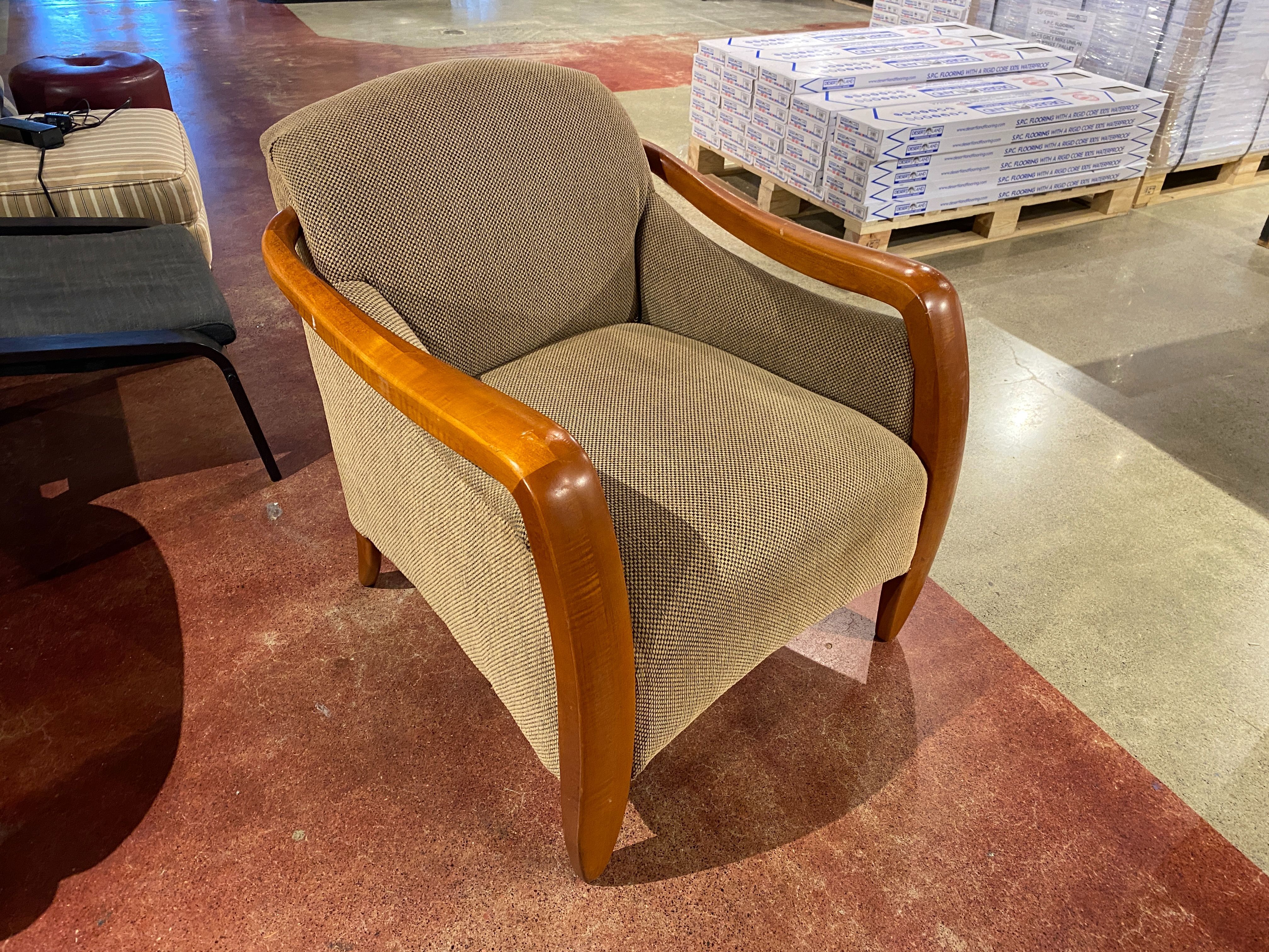 SAM MOORE FURNITURE Upholstered Chair with Curved Wood Arms