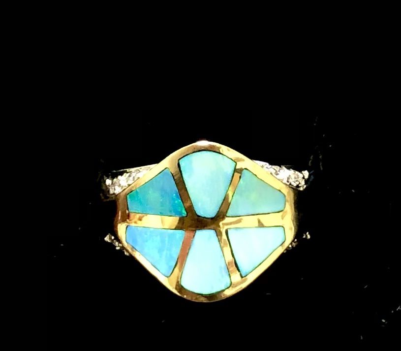 Women Cluster Ring 14k Yellow Gold