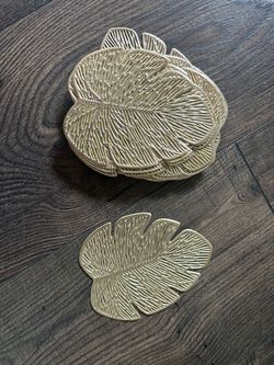 Gold Monstera Leaf coaster Set 26 pcs