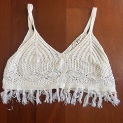 White Crochet Knit Top