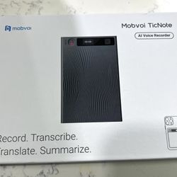 Mobvoi TicNote AI Voice Recorder 64GB Memory Note Recorder w/Case App Control 120+ Languages Transcribe Summarize with AI Shadow Digital Audio Recorde