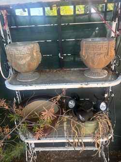 Pair of Cast Stone Garden Urn Planters